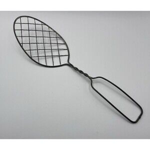 Vtg 1910s Twisted Wire Mesh Whisk Primitive Steel Spoon Egg Beater Batter Whip
